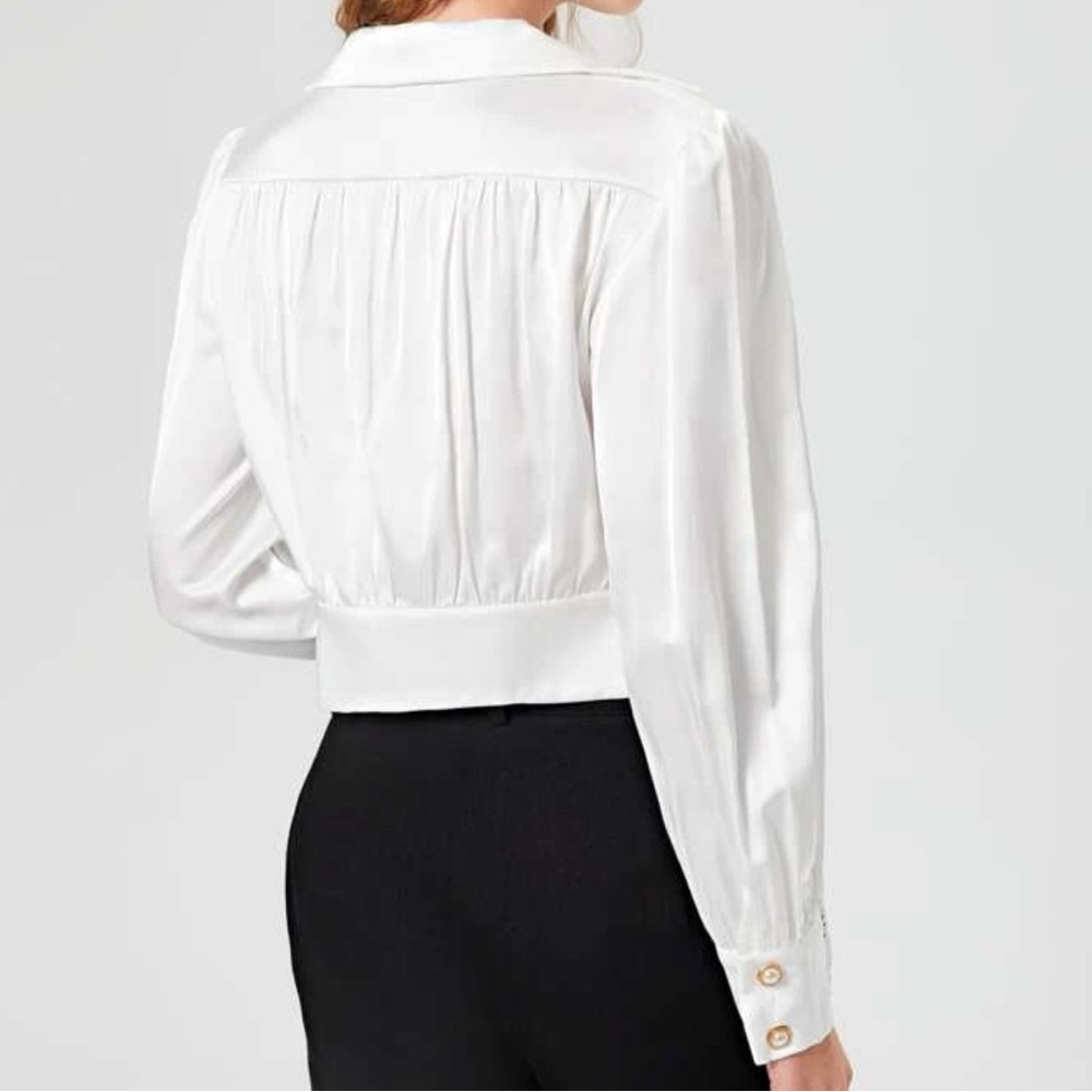 Collared Blouse Button Up Shiny - image 2
